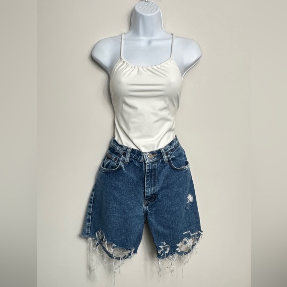 Vintage Wrangler Distressed Denim Shorts 100% Cotton Size 32